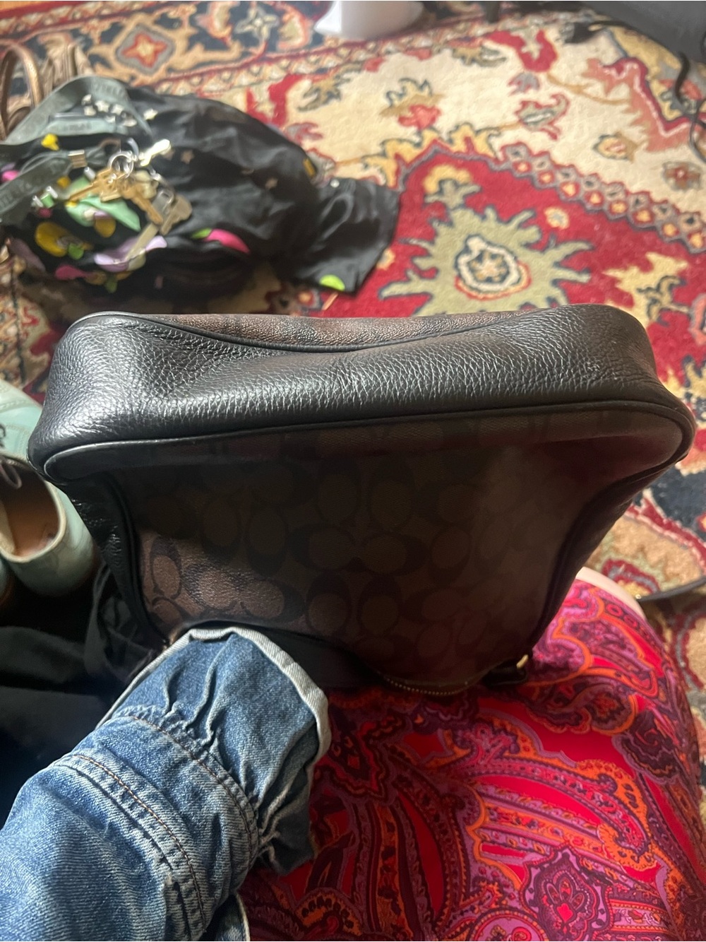 Coach Ellie File Bag in Signature Canvas Gold Brown/Black C1649 - Picture 8 of 8